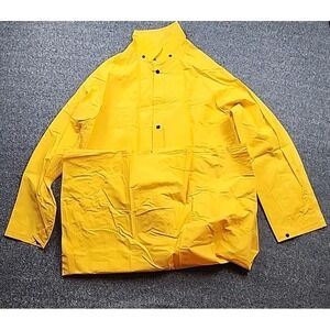 Neese Rainwear Long Rain Coat Yellow Security Jacket Medium Detachable Hood